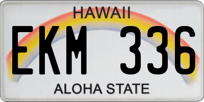 HI license plate EKM336