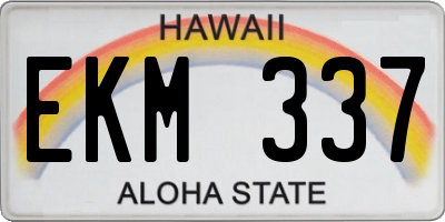 HI license plate EKM337