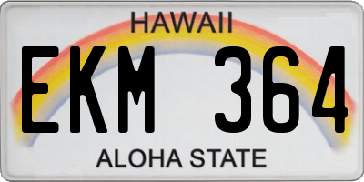 HI license plate EKM364