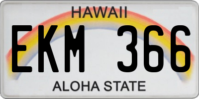 HI license plate EKM366