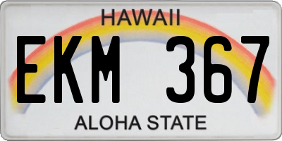 HI license plate EKM367