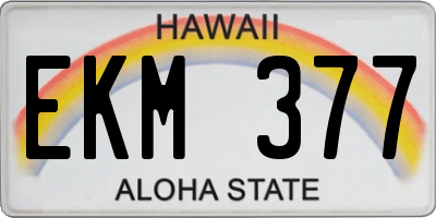 HI license plate EKM377