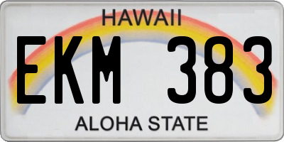 HI license plate EKM383