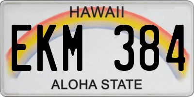 HI license plate EKM384