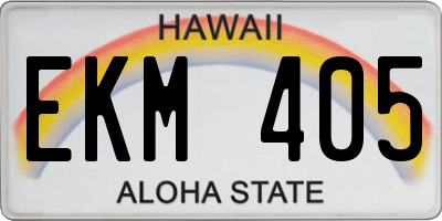 HI license plate EKM405