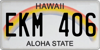 HI license plate EKM406