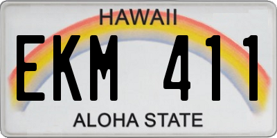 HI license plate EKM411