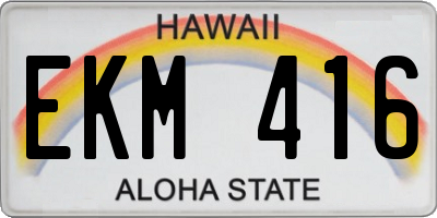 HI license plate EKM416