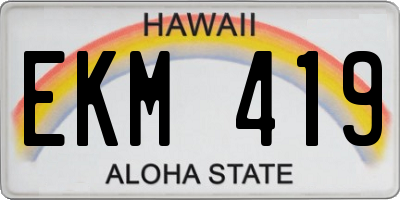 HI license plate EKM419