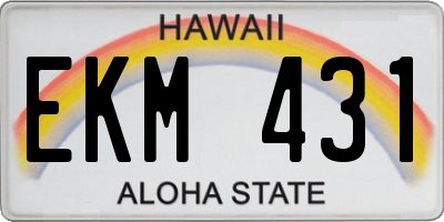 HI license plate EKM431