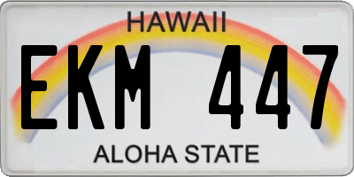 HI license plate EKM447