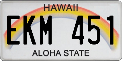 HI license plate EKM451