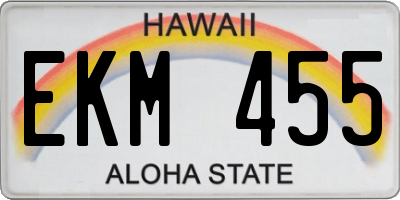 HI license plate EKM455