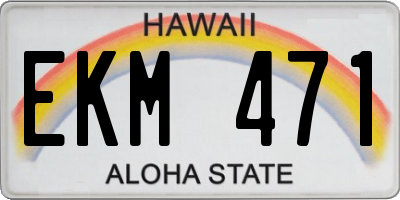 HI license plate EKM471