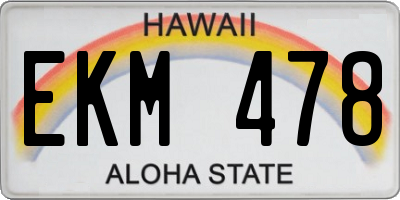 HI license plate EKM478