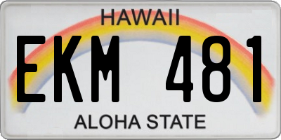 HI license plate EKM481