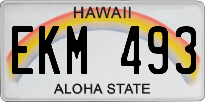 HI license plate EKM493