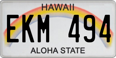 HI license plate EKM494