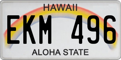 HI license plate EKM496