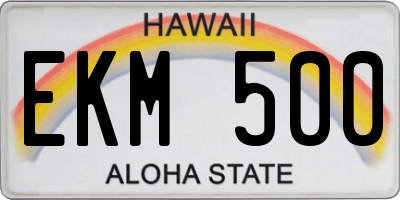 HI license plate EKM500