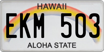 HI license plate EKM503