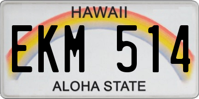 HI license plate EKM514