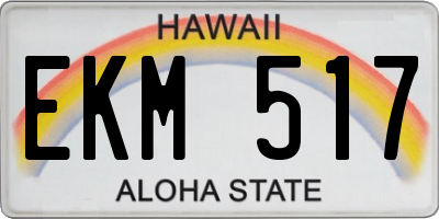 HI license plate EKM517