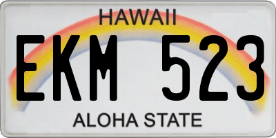 HI license plate EKM523