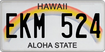HI license plate EKM524