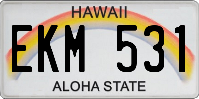 HI license plate EKM531