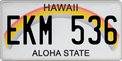 HI license plate EKM536