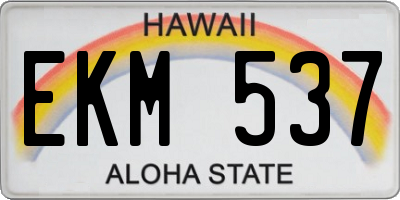 HI license plate EKM537