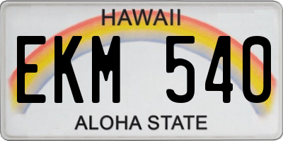 HI license plate EKM540