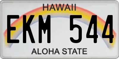 HI license plate EKM544