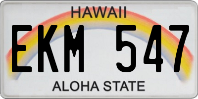 HI license plate EKM547
