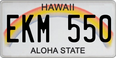 HI license plate EKM550