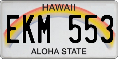 HI license plate EKM553