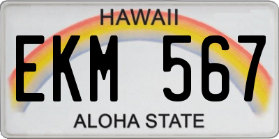 HI license plate EKM567