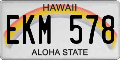HI license plate EKM578
