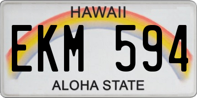 HI license plate EKM594