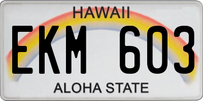 HI license plate EKM603