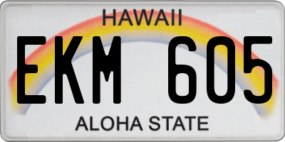 HI license plate EKM605
