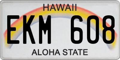 HI license plate EKM608