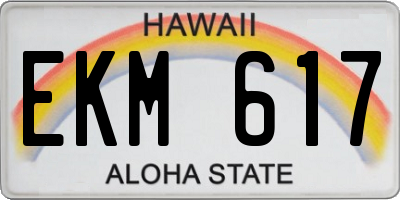HI license plate EKM617