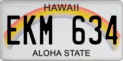 HI license plate EKM634