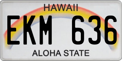HI license plate EKM636