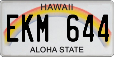 HI license plate EKM644