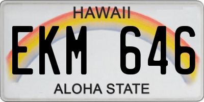 HI license plate EKM646