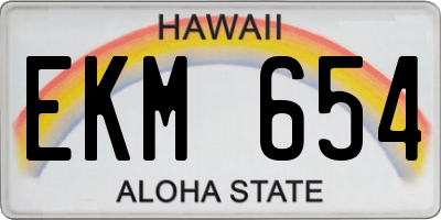 HI license plate EKM654