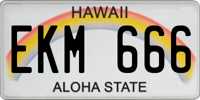 HI license plate EKM666